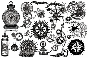 Steampunk sunborn tattoo idea