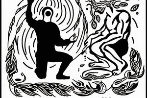 Prodigal son kneeling and Gods hands reaching out towards him tattoo idea