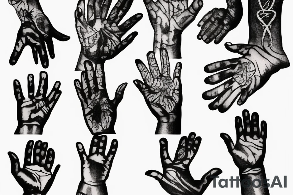 God opening hands toward kneeling son tattoo idea