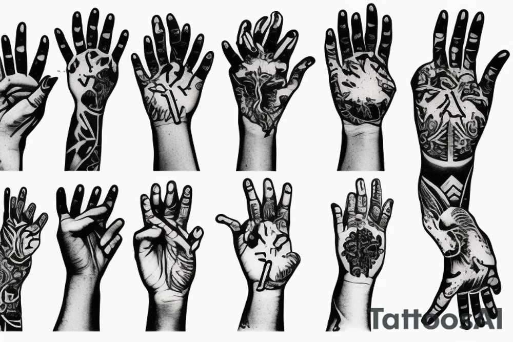 God opening hands toward kneeling son tattoo idea
