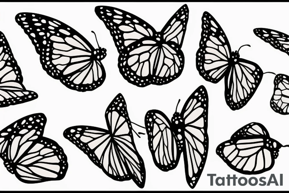 Monarch butterflies on milkweed seeds scattering tattoo idea