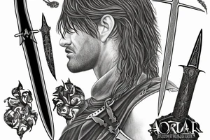 Aragorn's sword named Anduril with the ring of power tattoo idea