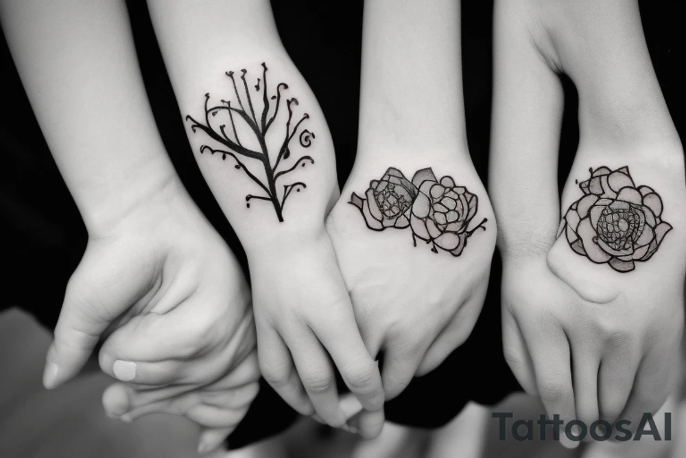 siblings holding hands tattoo idea