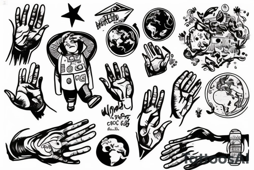 astronaut holding the world in his hands tattoo idea