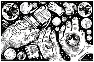 astronaut holding the world in his hands tattoo idea
