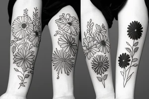 February March june October December birth month flower bouquet tattoo idea