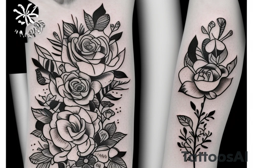 flower bouquet tattoo idea
