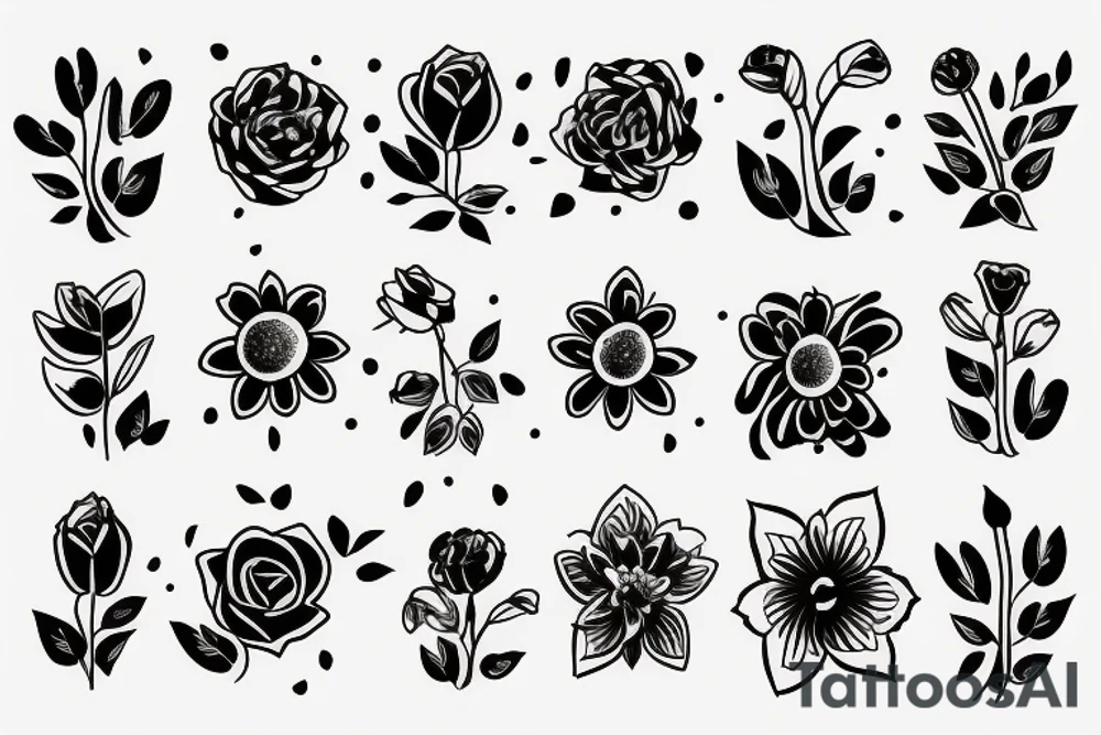 flower bouquet tattoo idea