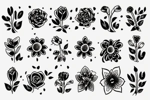 flower bouquet tattoo idea