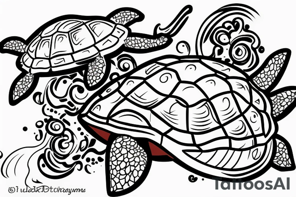 A Dominican underwater turtle that swims and laughs for my forearm tattoo idea