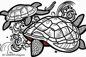 A Dominican underwater turtle that swims and laughs for my forearm tattoo idea