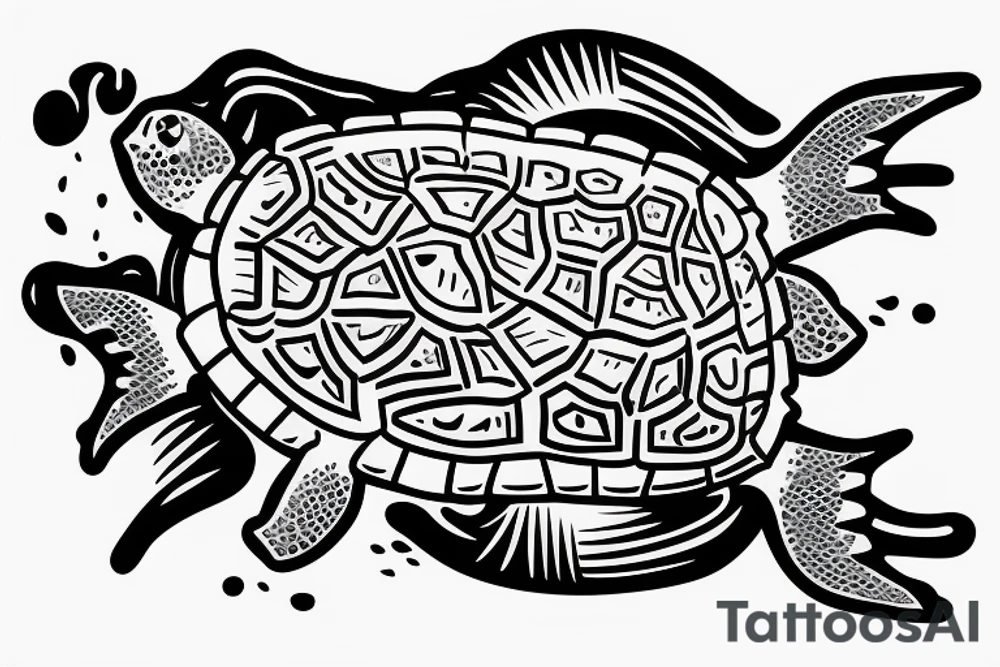 A Dominican underwater turtle that swims and laughs for my forearm tattoo idea