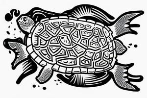 A Dominican underwater turtle that swims and laughs for my forearm tattoo idea