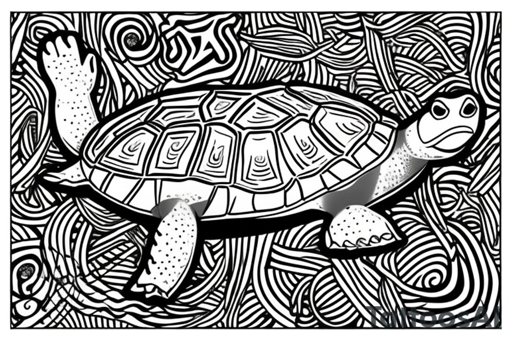 A Dominican underwater turtle that swims and laughs for my forearm tattoo idea
