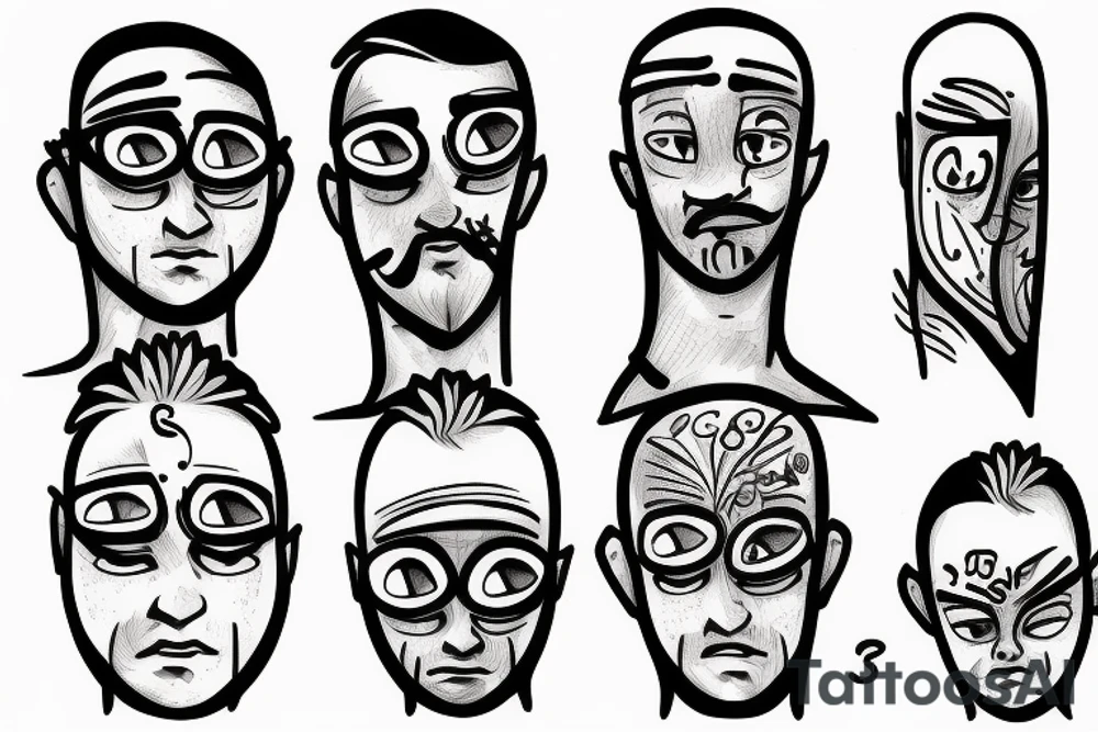 man looking to view with hand hiding the sun from his eyes tattoo idea