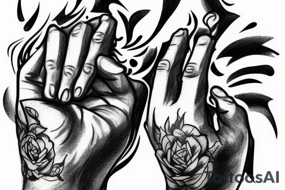 man looking to view with his hand hiding the sun from his eyes tattoo idea
