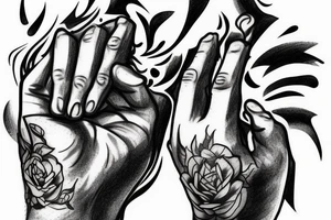 man looking to view with his hand hiding the sun from his eyes tattoo idea