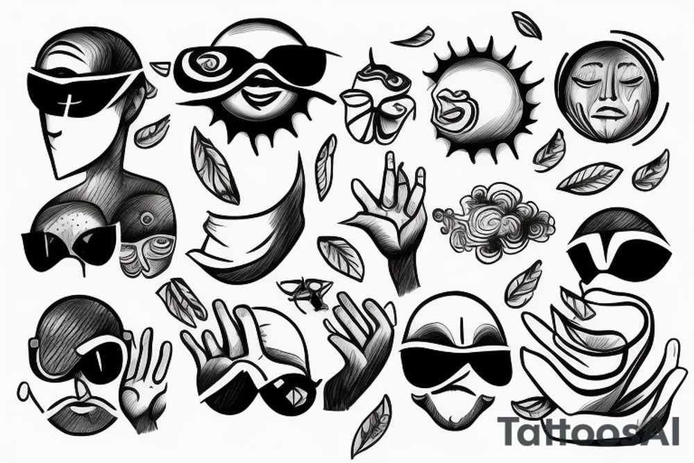 man hiding the sun from his eyes with hand tattoo idea