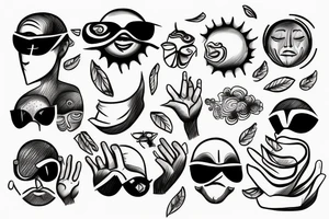 man hiding the sun from his eyes with hand tattoo idea