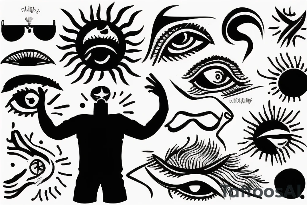 man hiding the sun from his eyes with hand tattoo idea