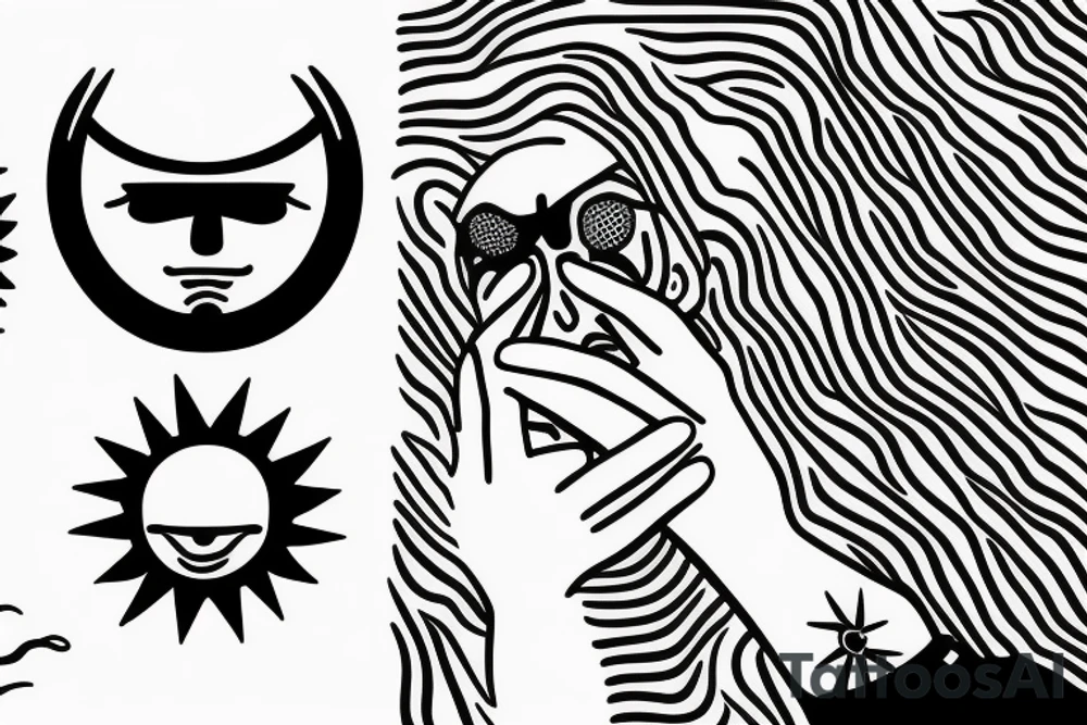 man hiding the sun from his eyes with hand tattoo idea