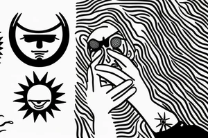man hiding the sun from his eyes with hand tattoo idea