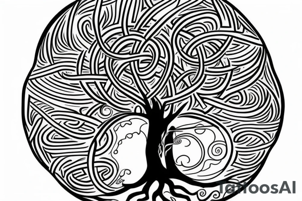A colored tree of life with the 4 elements for my back tattoo idea