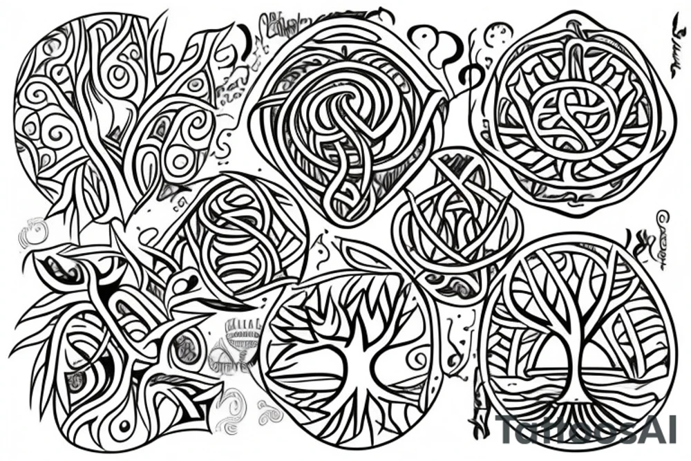 A colored tree of life with the 4 elements for my back tattoo idea