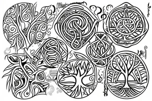 A colored tree of life with the 4 elements for my back tattoo idea
