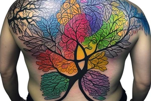 A colored tree of life with the 4 elements for my back tattoo idea