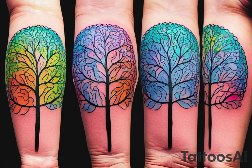 A colored tree of life with the 4 colored elements for my forearm tattoo idea