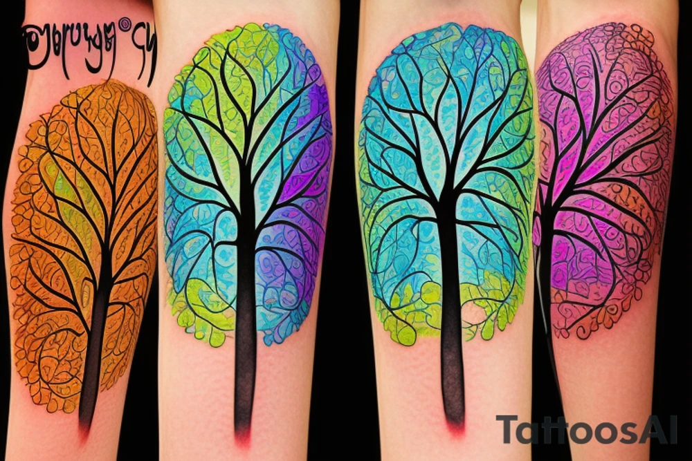 A colored tree of life with the 4 colored elements for my forearm tattoo idea