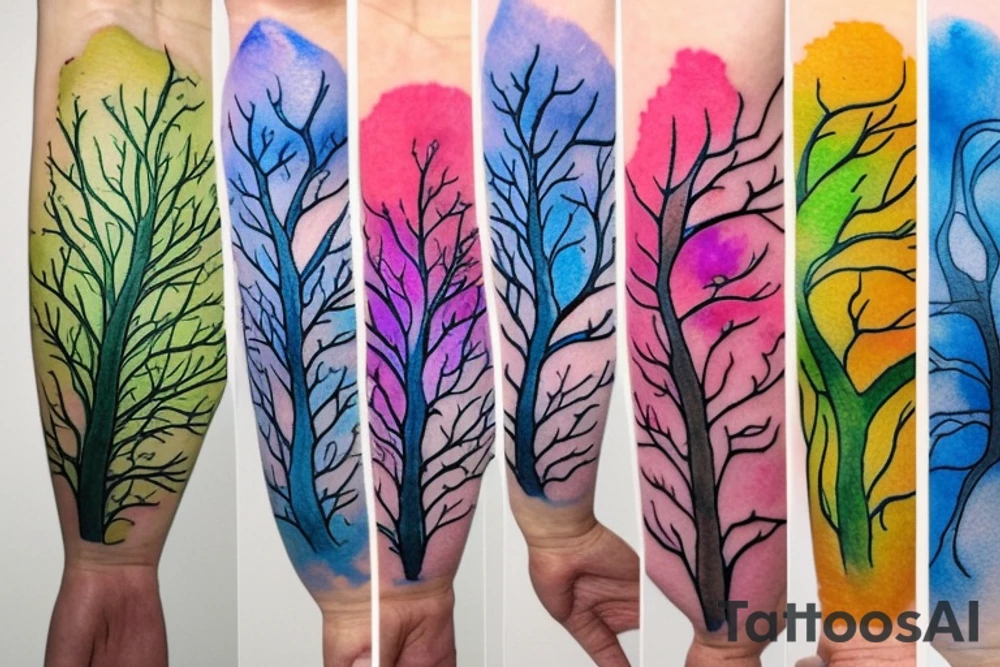 A colored tree of life with the 4 colored elements for my forearm tattoo idea