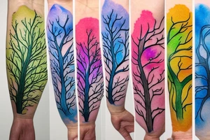 A colored tree of life with the 4 colored elements for my forearm tattoo idea