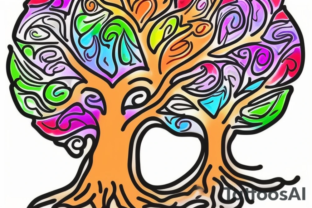 A colored tree of life with the 4 colored elements for my forearm tattoo idea