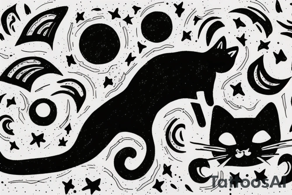Cat looking in to the night sky tattoo idea