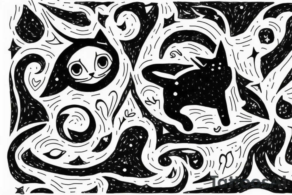 Cat looking in to the night sky tattoo idea