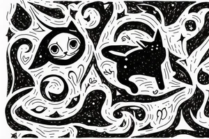 Cat looking in to the night sky tattoo idea