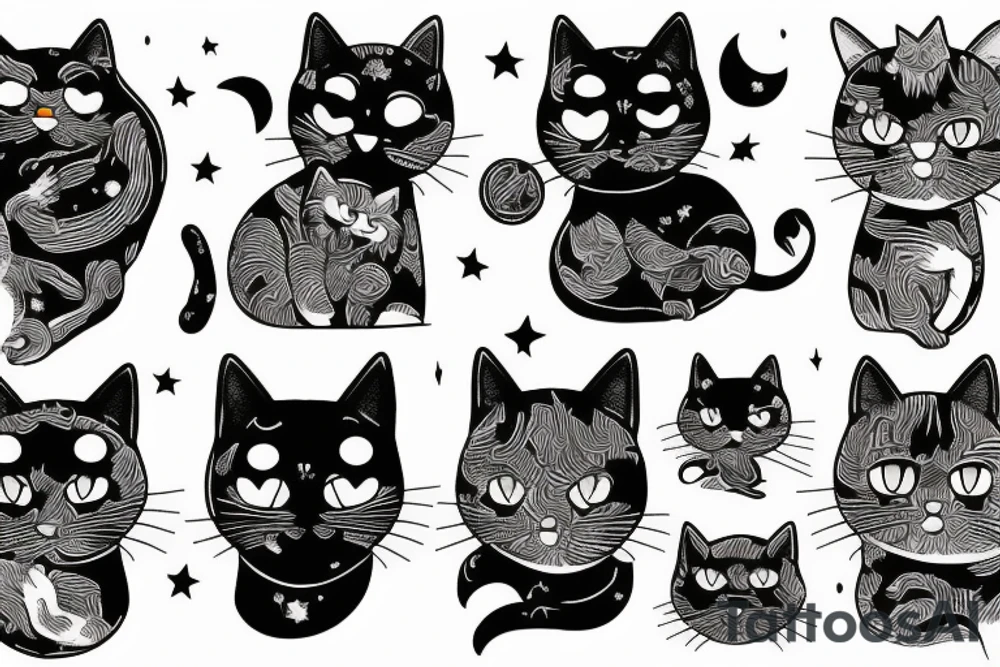 Cat looking in to the night sky tattoo idea