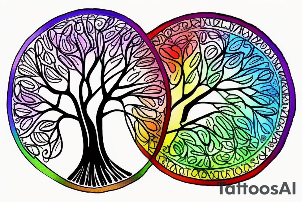 A colored tree of life with the 4 colored elements for my forearm tattoo idea