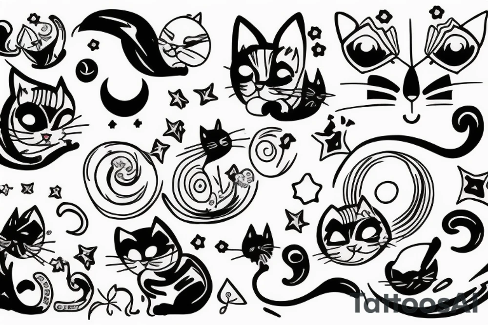 Cat looking in to the night sky tattoo idea