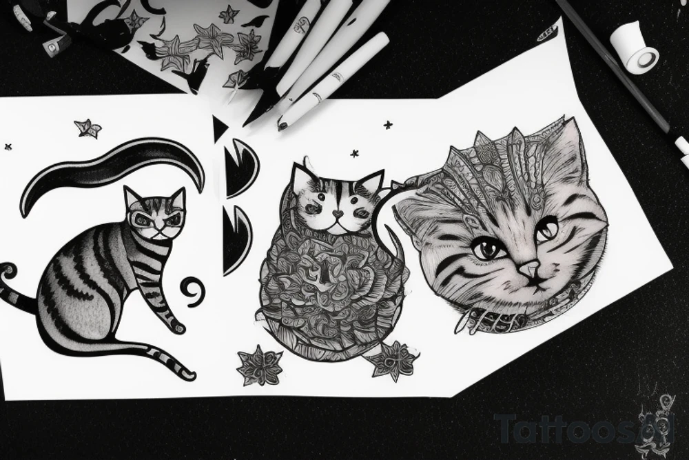 Cat looking in to the night sky tattoo idea