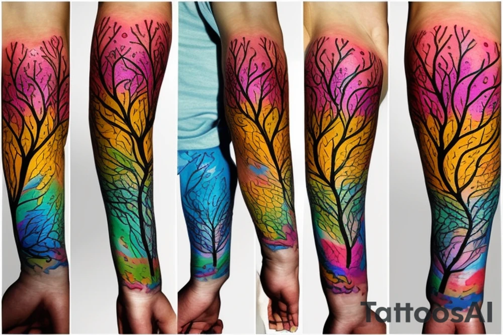 A colored tree of life with the 4 colored elements for my forearm tattoo idea