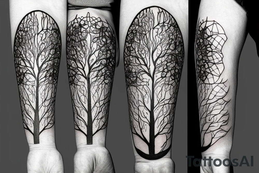 A colored tree of life with the 4 colored elements fire, water, air and earth for my forearm tattoo idea