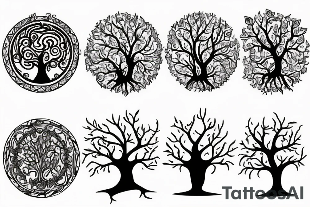 A colored tree of life with the 4 colored elements fire, water, air and earth for my forearm tattoo idea