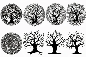 A colored tree of life with the 4 colored elements fire, water, air and earth for my forearm tattoo idea