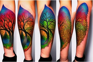 A colored tree of life with the 4 colored elements fire, water, air and earth for my forearm tattoo idea