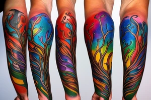 A colored tree of life with the 4 colored elements fire, water, air and earth for my forearm tattoo idea