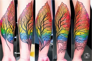 A colored tree of life with the 4 colored elements fire, water, air and earth for my forearm tattoo idea