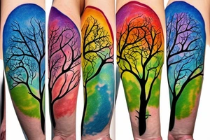A colored tree of life with the 4 colored elements fire, water, air and earth for my forearm tattoo idea
